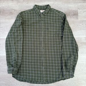 Fjallraven Ovik Flannel Shirt Mens XL Green Plaid Twill Cotton Hiking Outdoors
